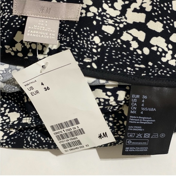H&M Black And White Printed Tailored Shorts 4 NWT - Picture 6 of 8